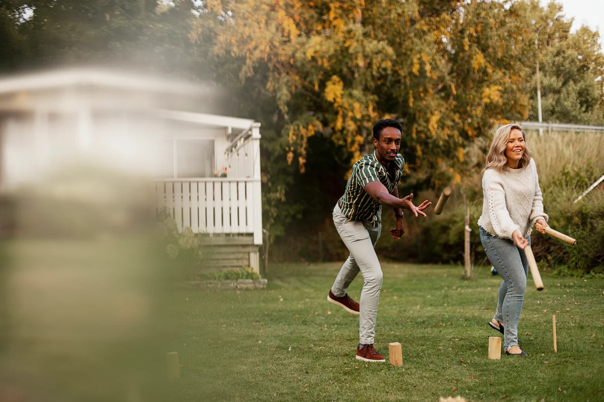 playing a game at an outdoor party