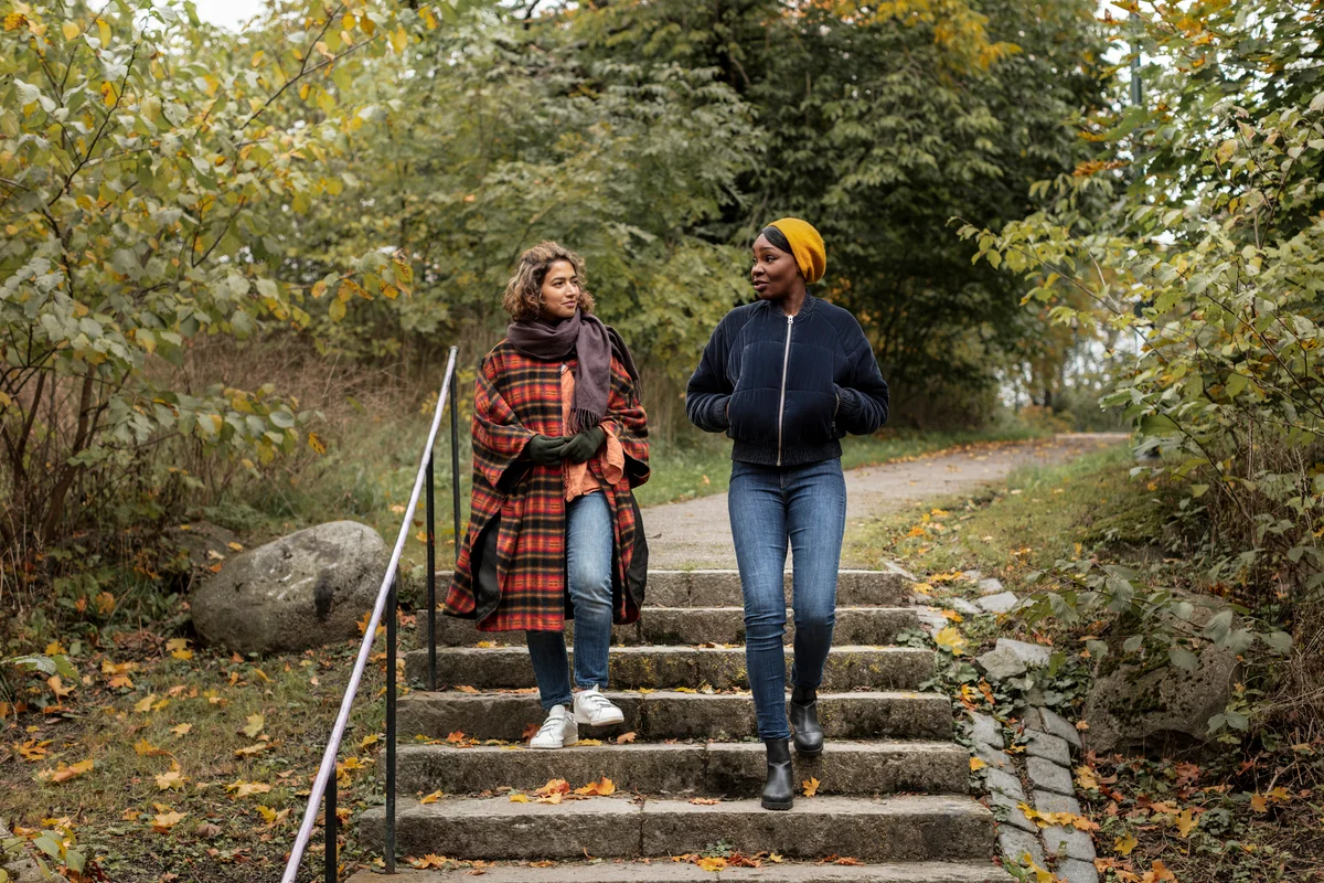 Friends walking in the park
