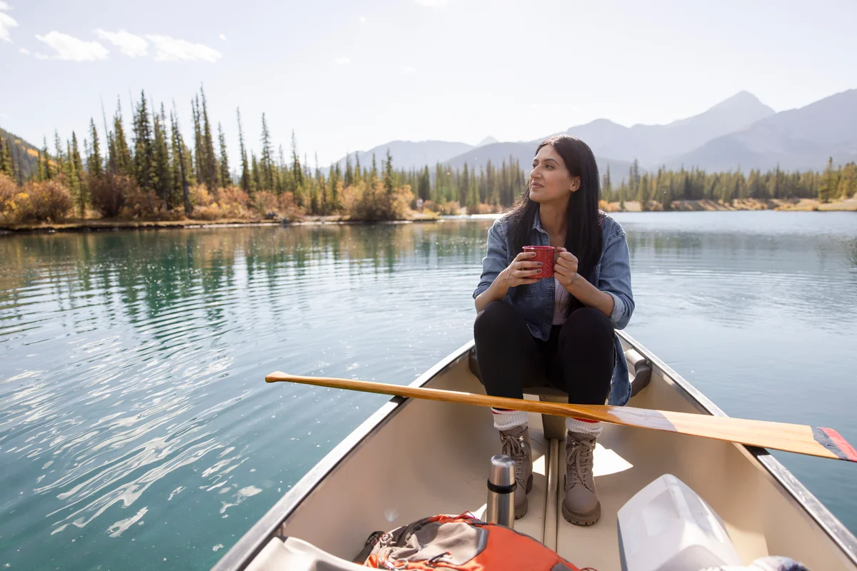 woman in a canoe