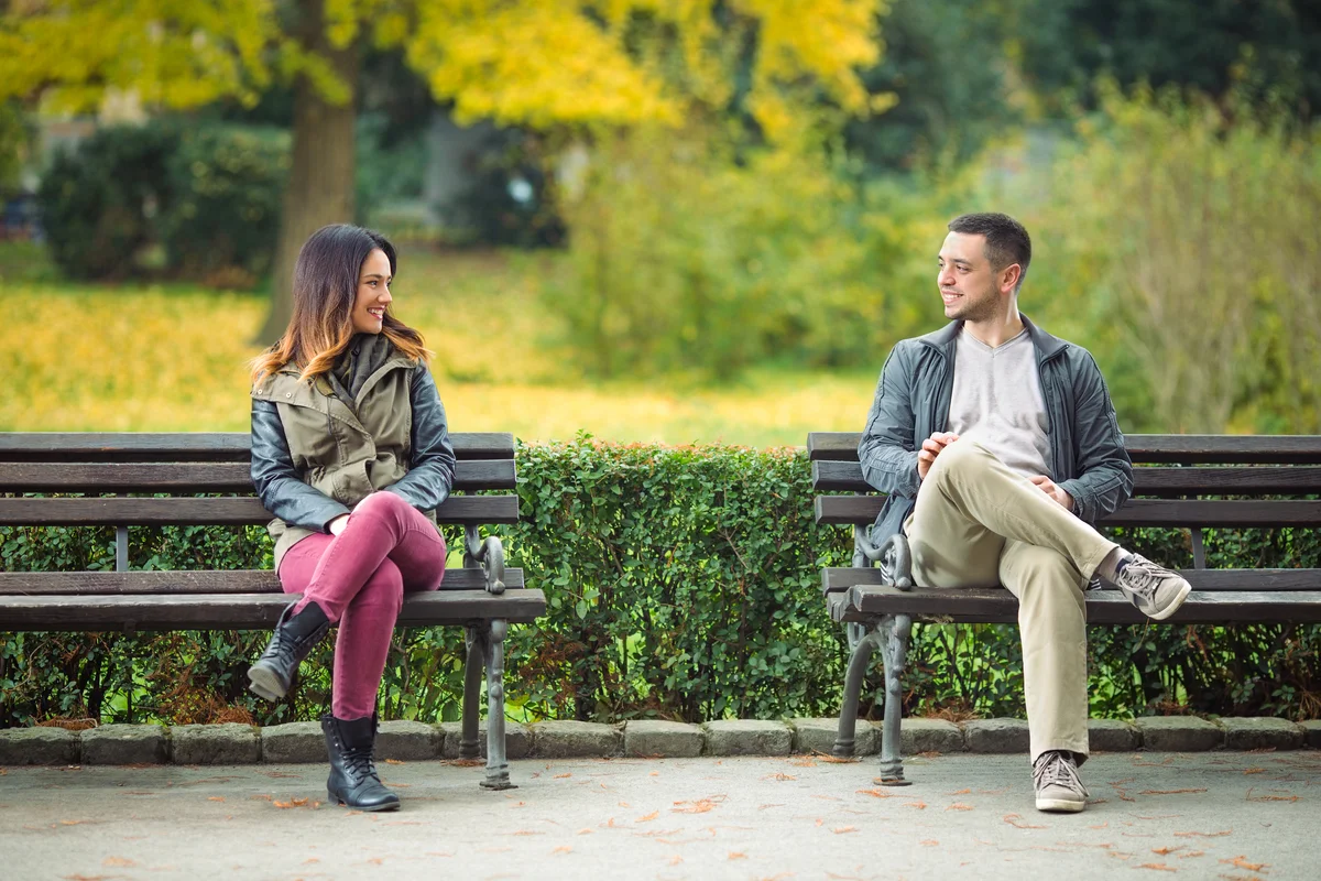 people flirting in the park