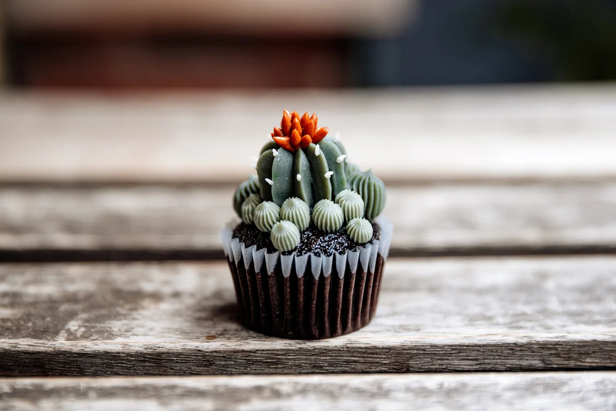 Cupcake in the form of a cactus plant