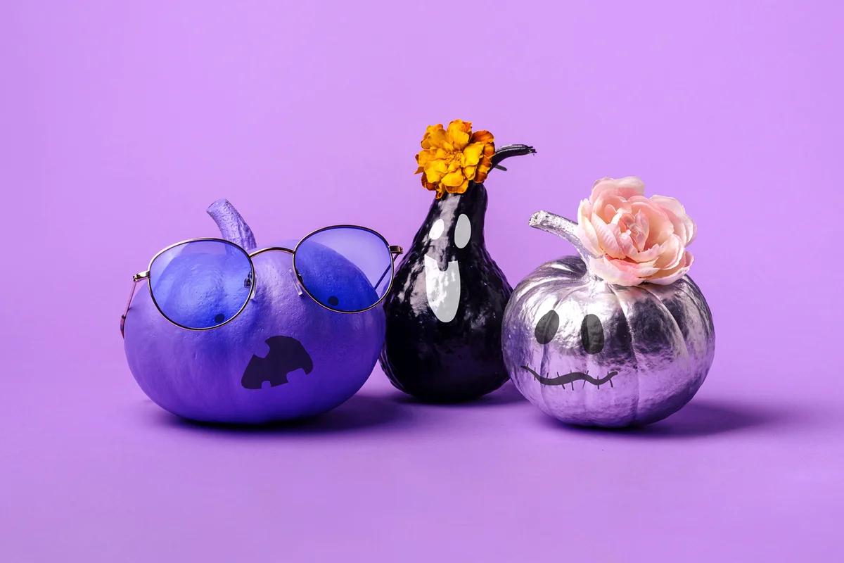 Funny pumpkins of different colors