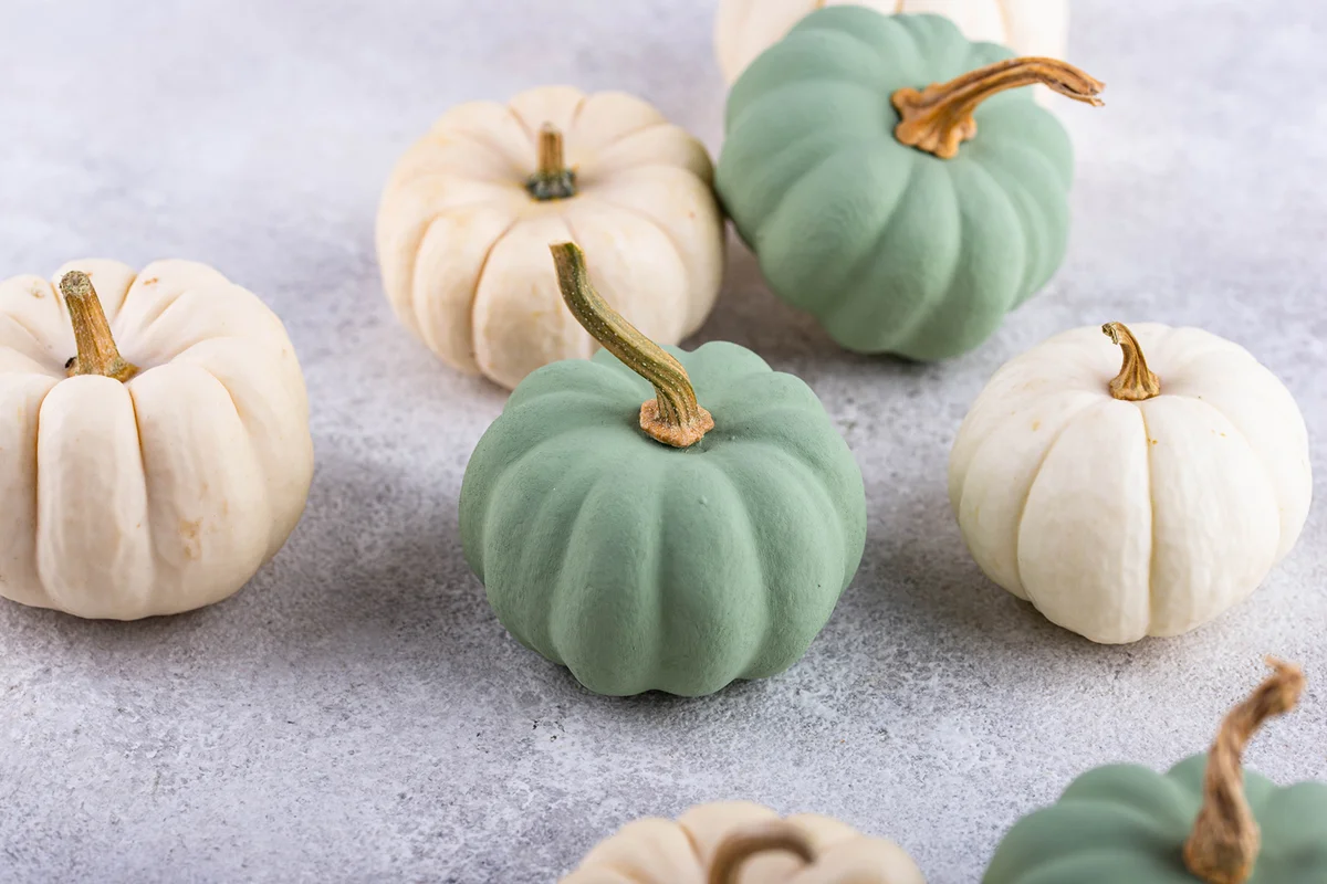 White and green decorative pumpkins