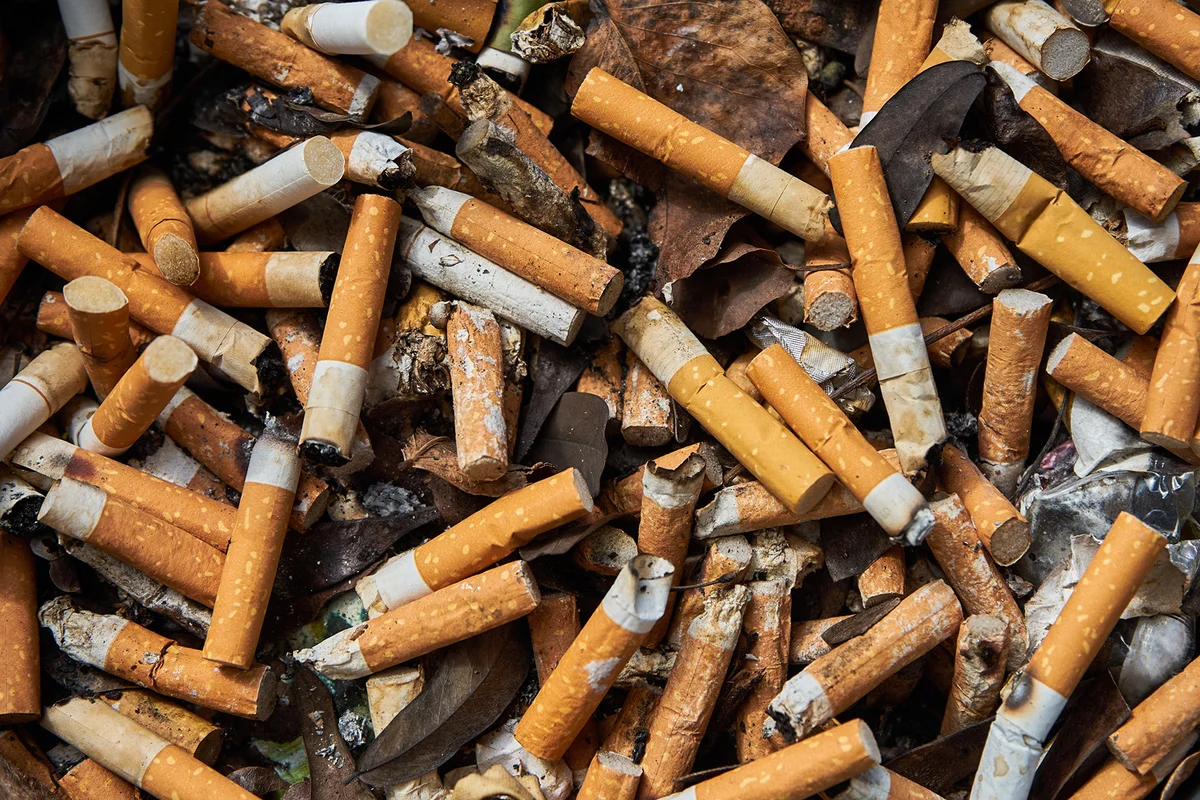 Many cigarette butts