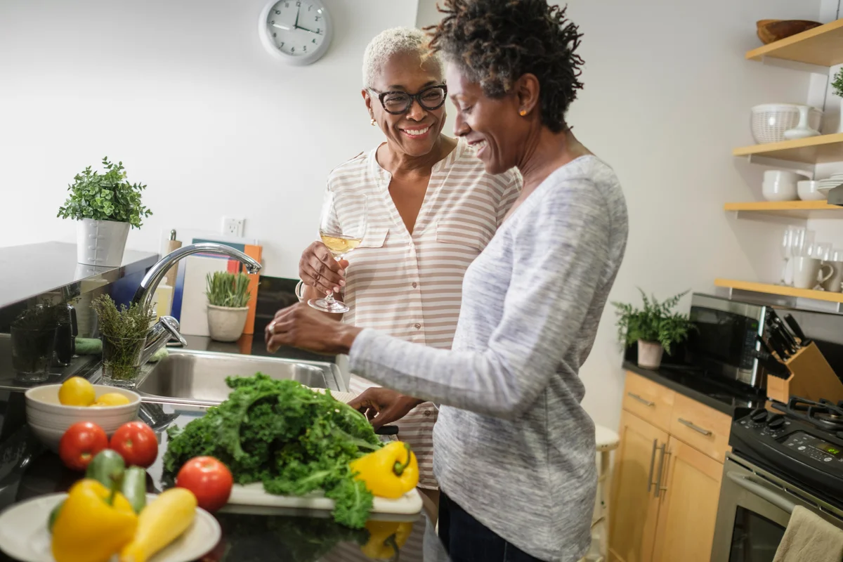 couple cooking together