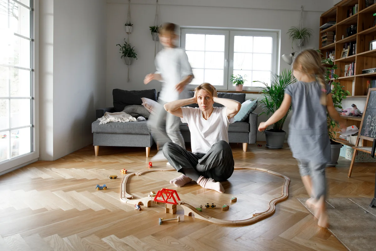 Noisy kids stressing mom out
