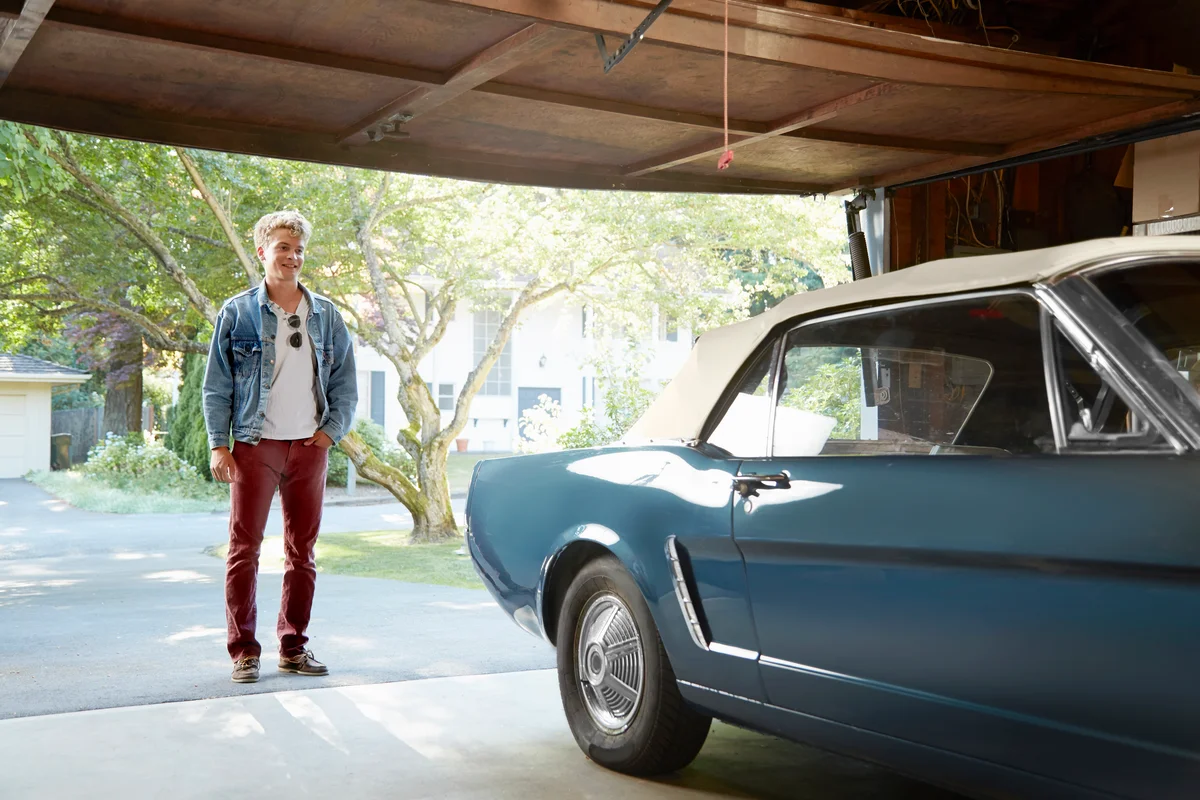 Classic car in a garage