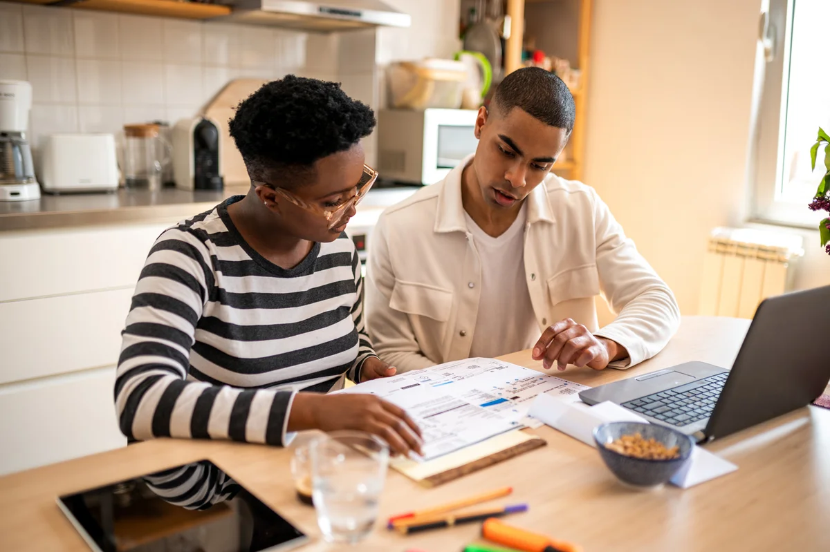 couple reviewing finances