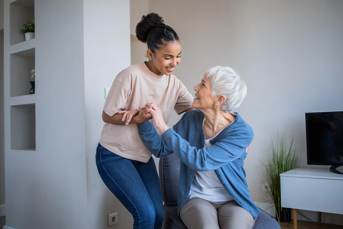 Senior woman spending quality time with her daughter