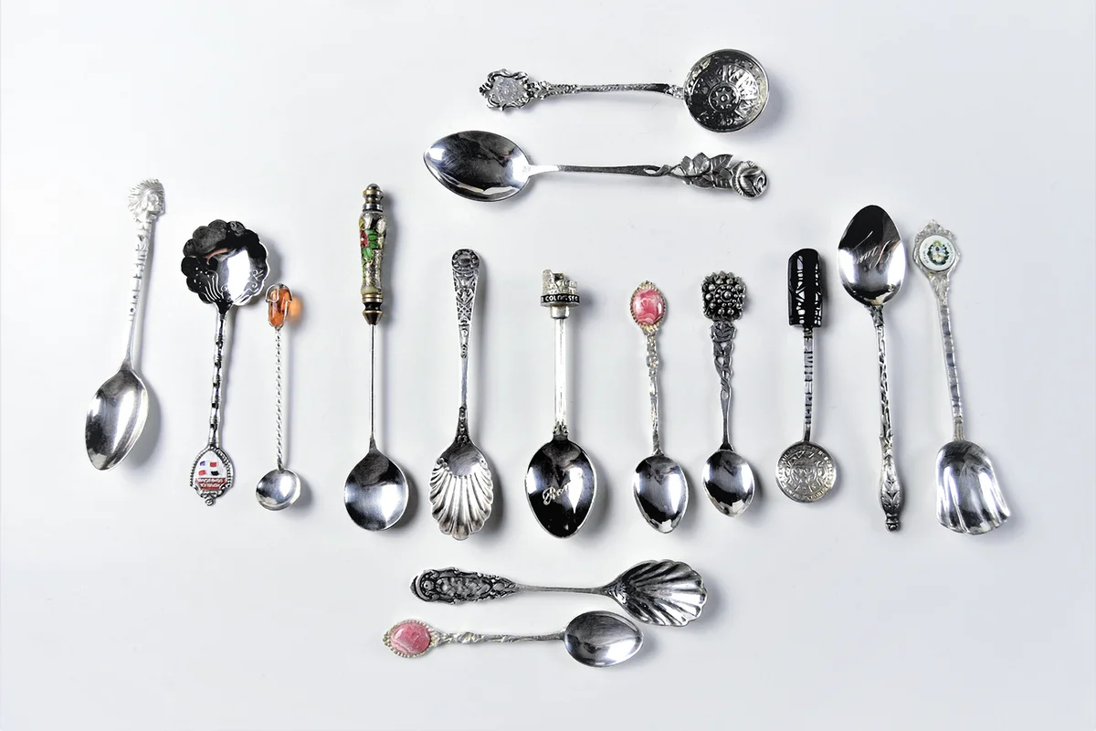 Silver teaspoons on a table