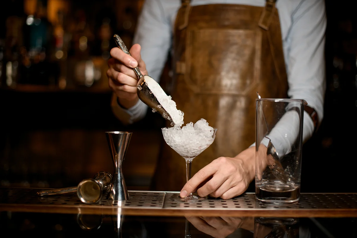 chilling a cocktail glass