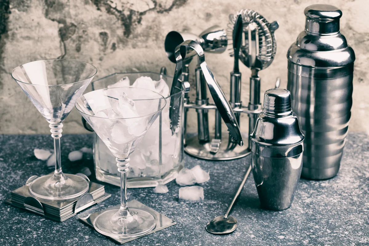 cocktail glass with ice