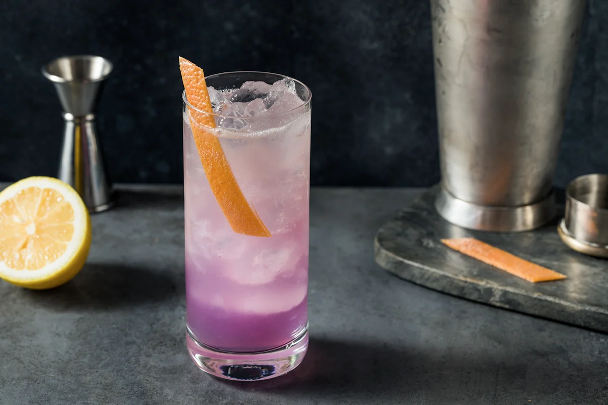 Boozy Refreshing Purple Empress Highball Cocktail