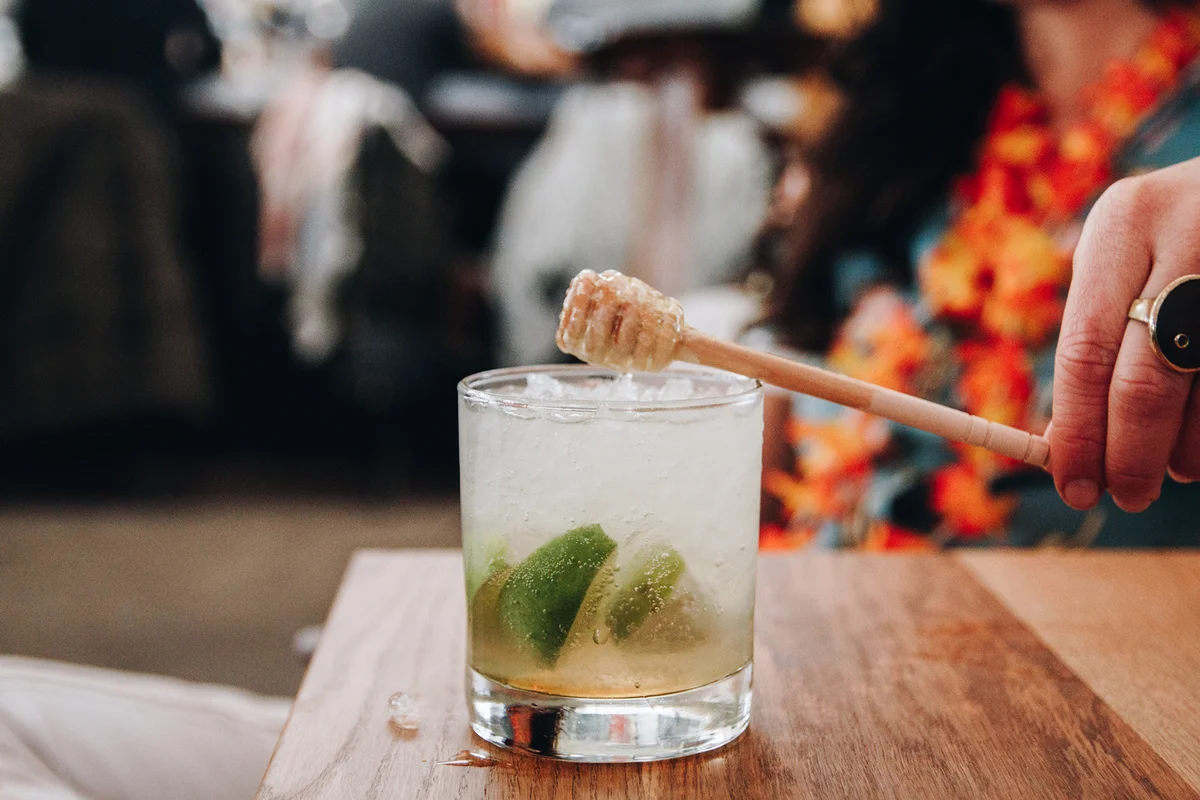 Craft cocktail in a bar setting