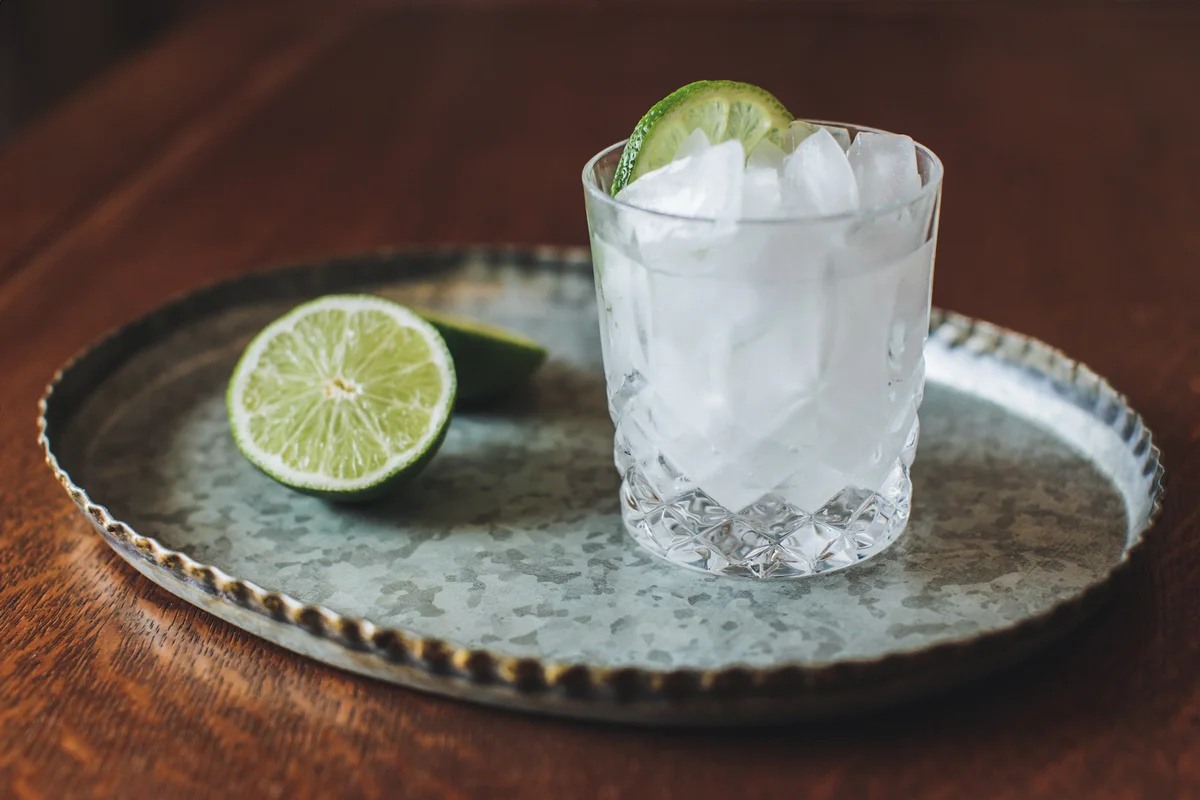 Gin and tonic in a cocktail glass