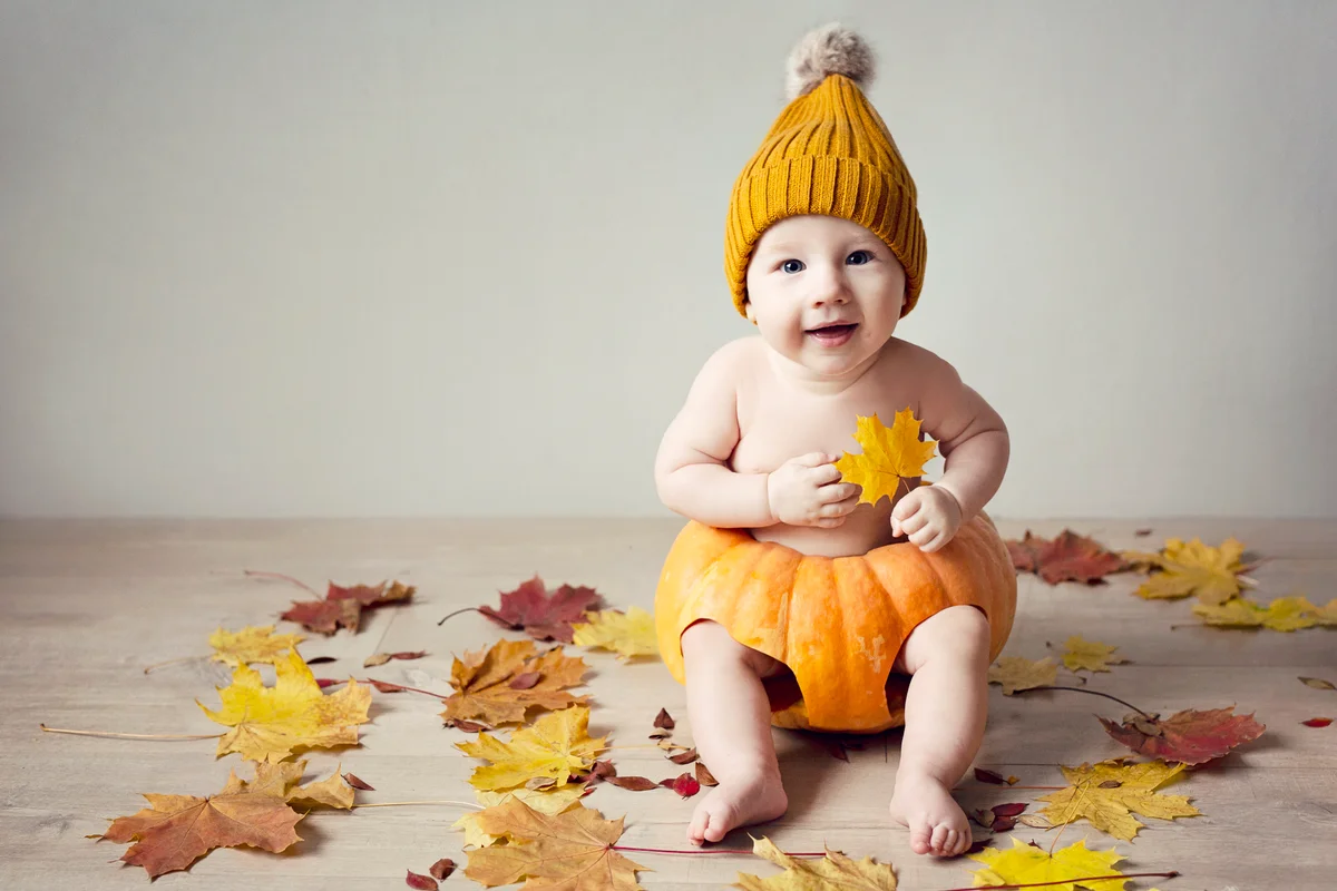 Baby in a pumpkin