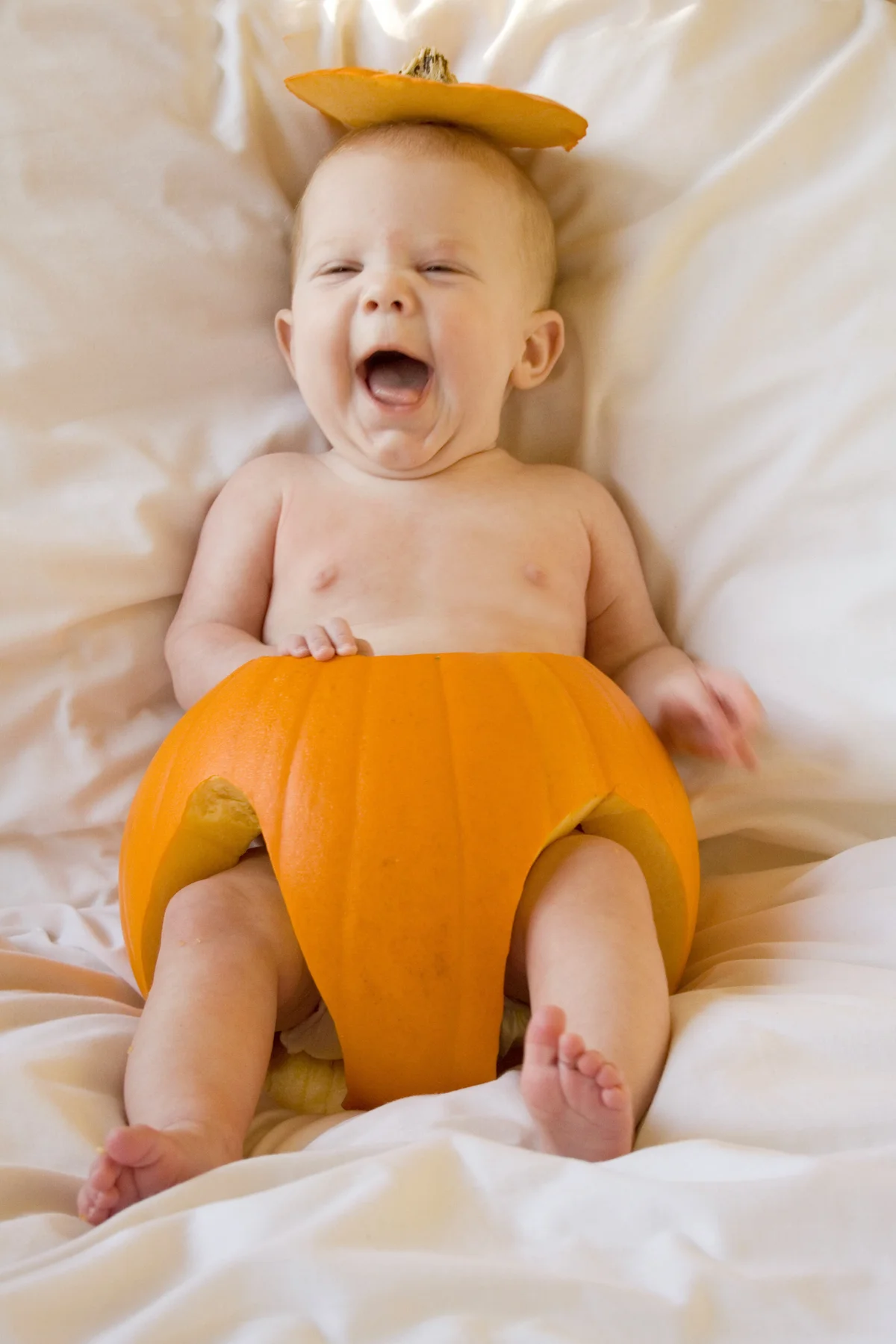 Baby in a pumpkin