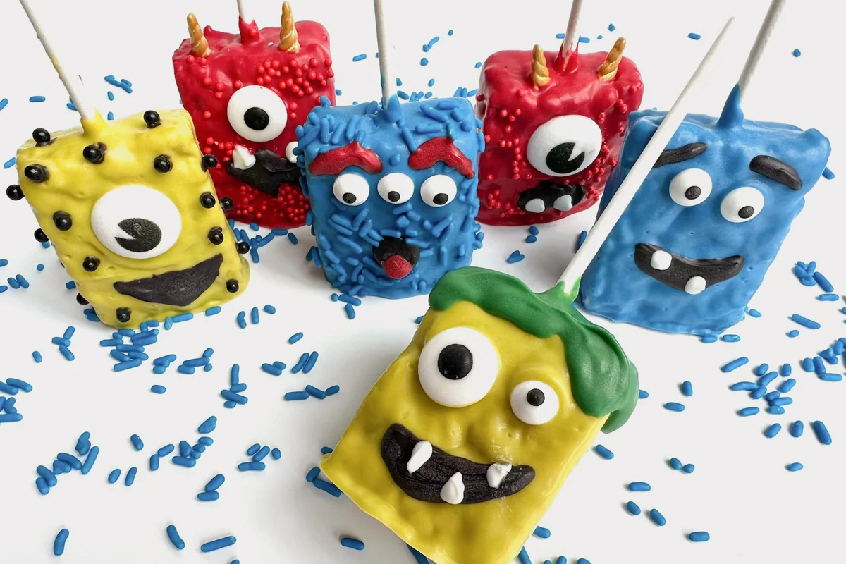 12-Crazy Monster Chocolate Covered Rice Krispie Treats