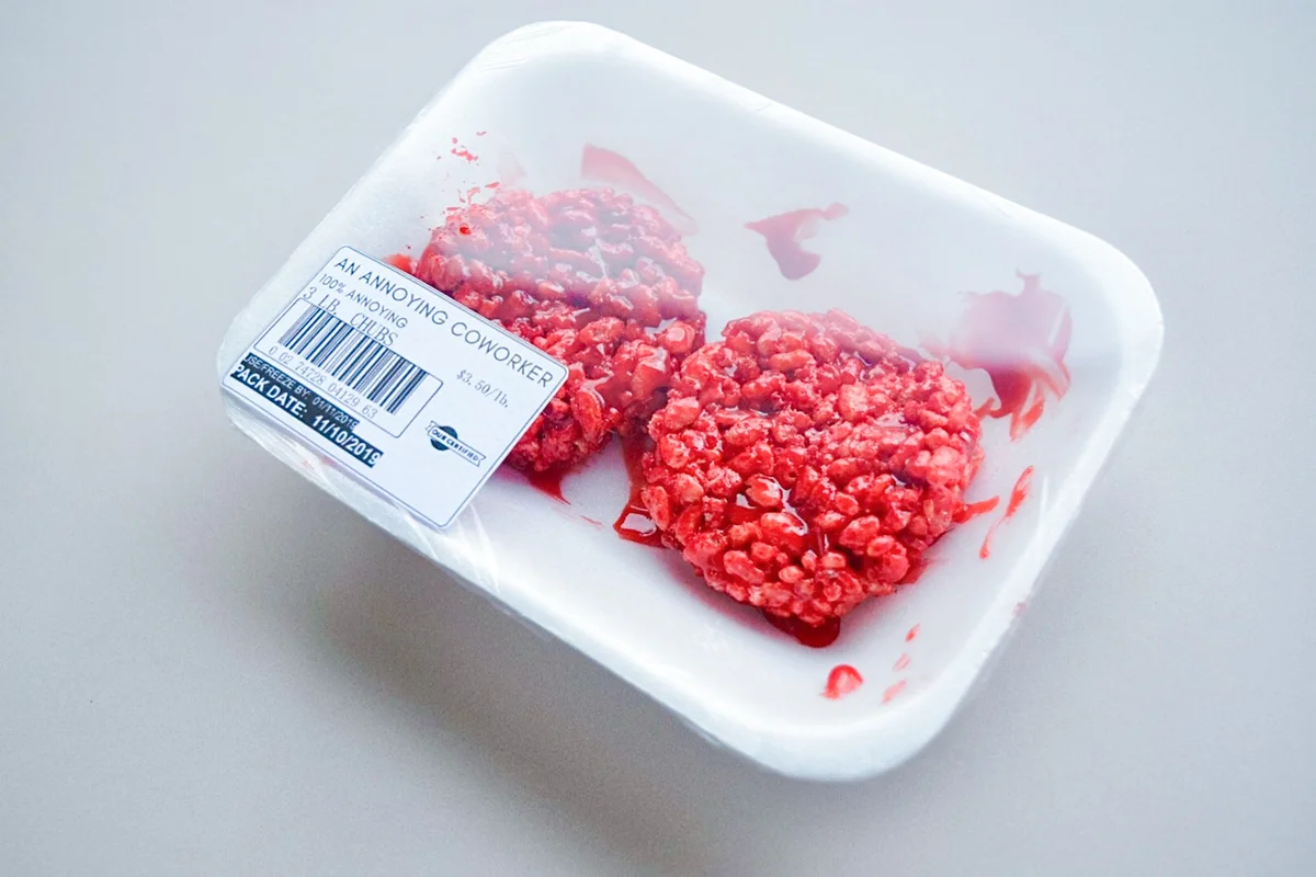 Rice Krispy Treats Fake Raw Meat Burgers