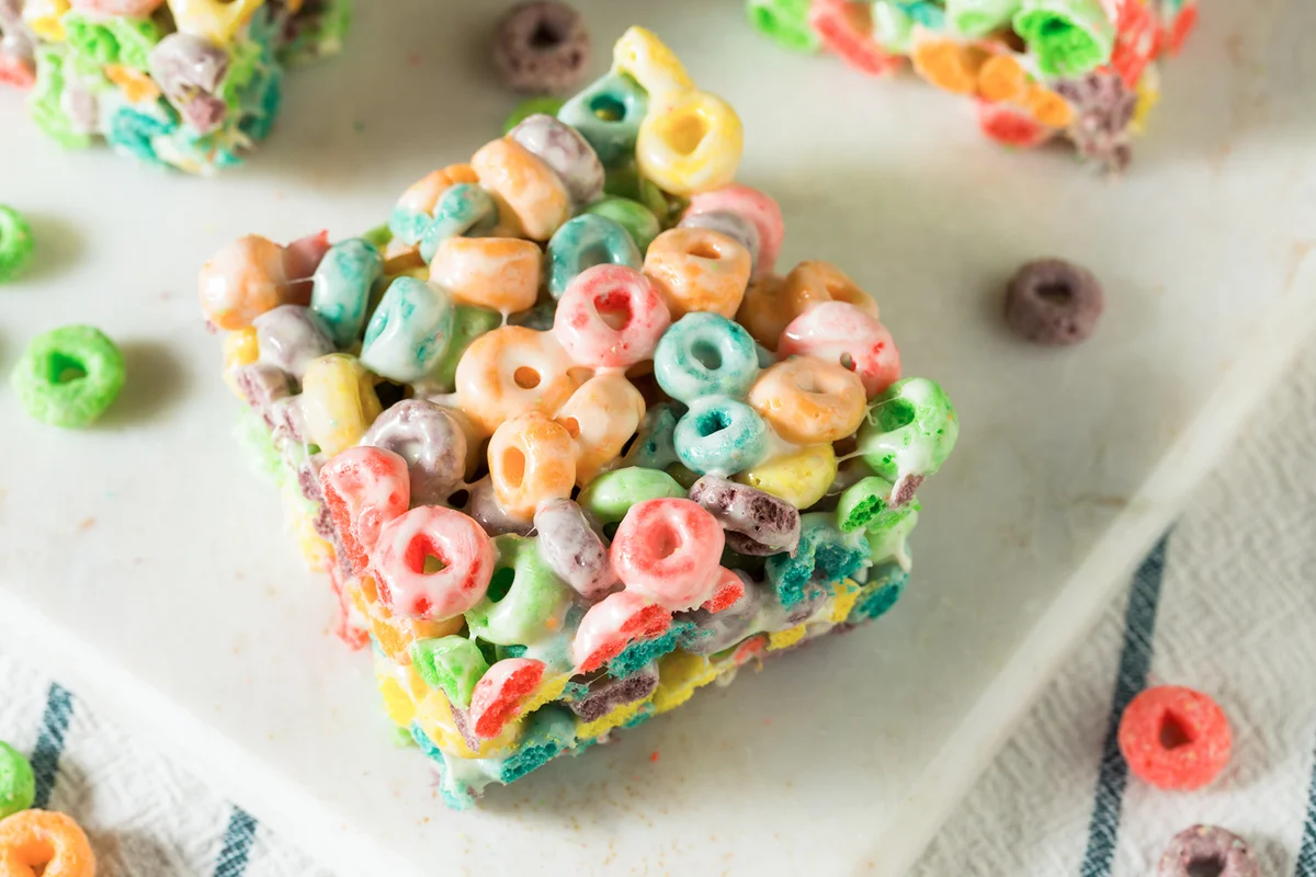 Homemade Fruit Cereal Marshmallow Treat Squares