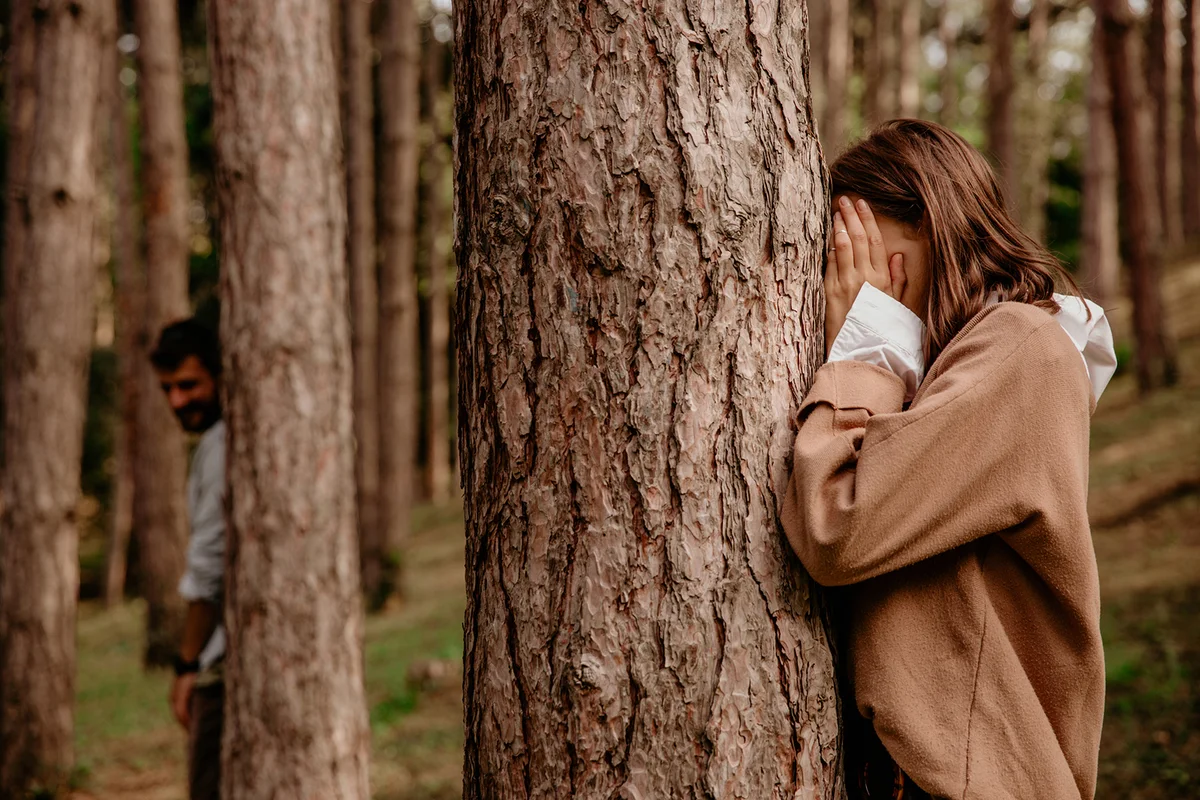 Playing hide and seek in the forest
