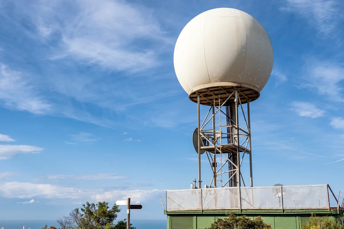 Weather station, weather radar on top of a mountain