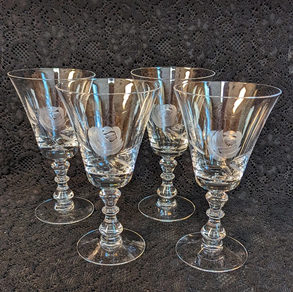 Rose pattern fostoria glass set