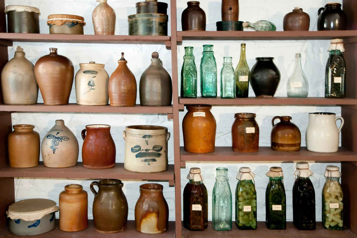 Clay pot and glass pantry