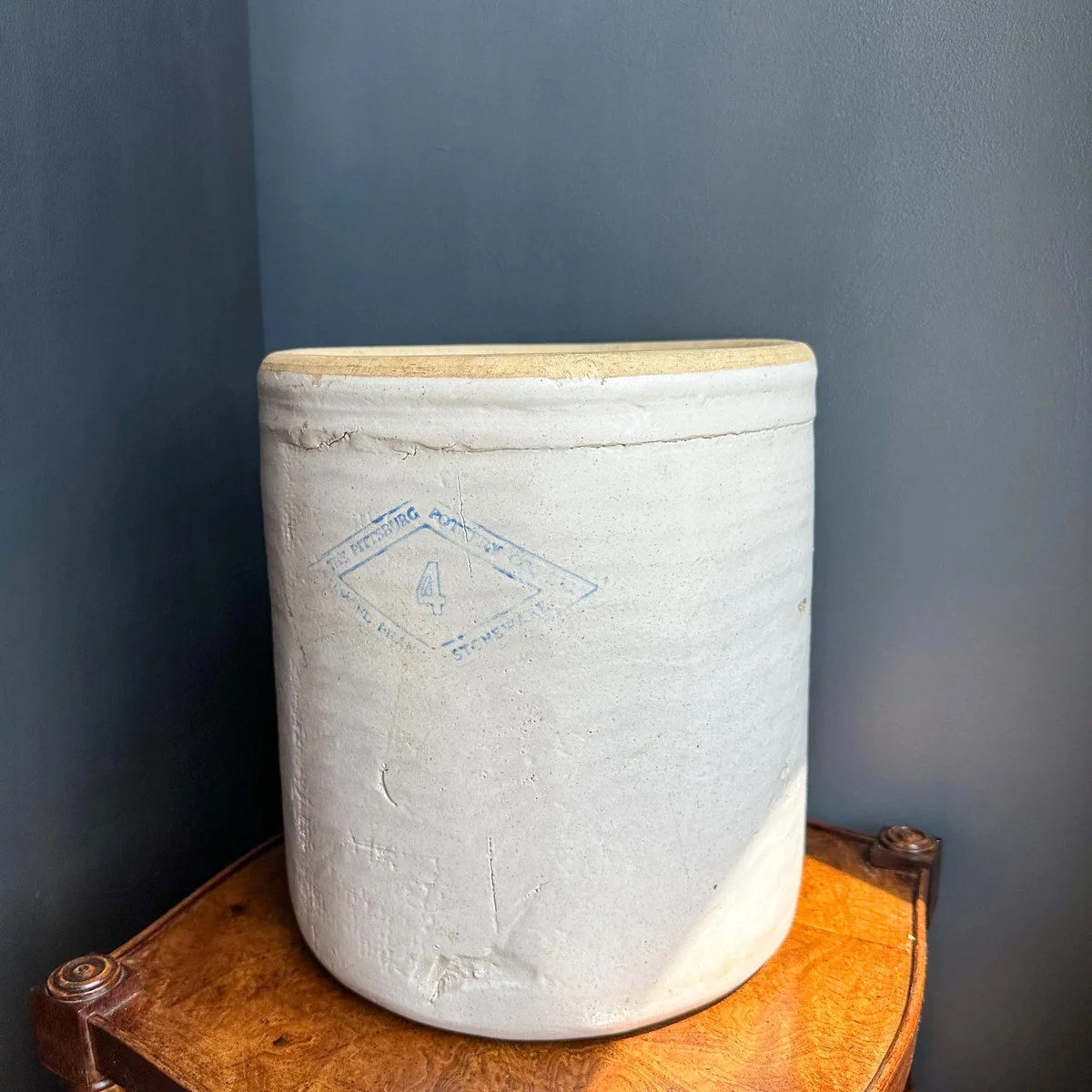 Antique Pittsburg Pottery Company #4 Stoneware, Antique Vintage Salt Glazed Crock Stoneware Pottery