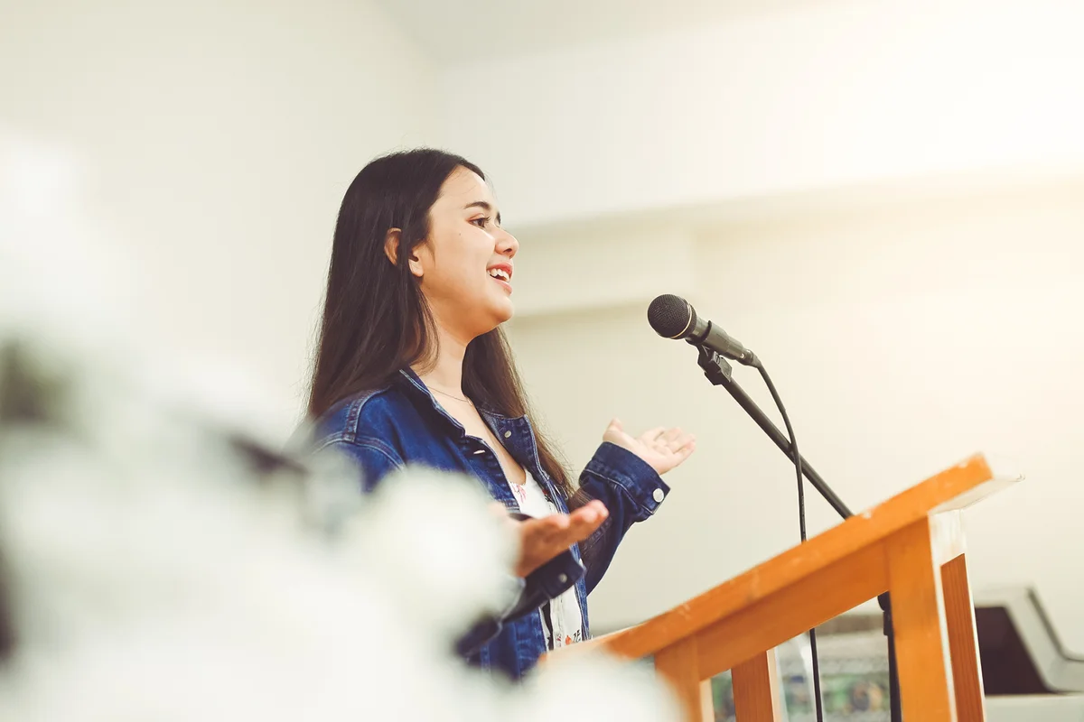 Young girl making a speech