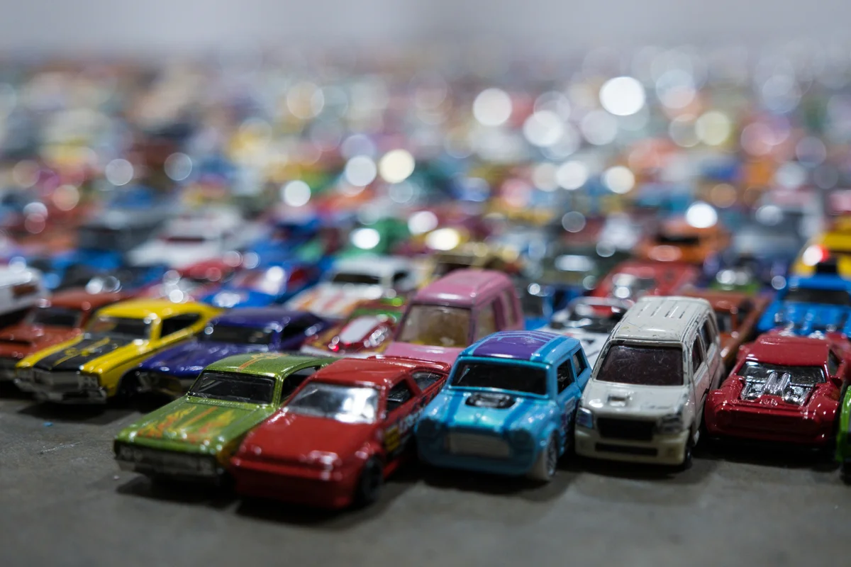 A large Hot Wheels car collection