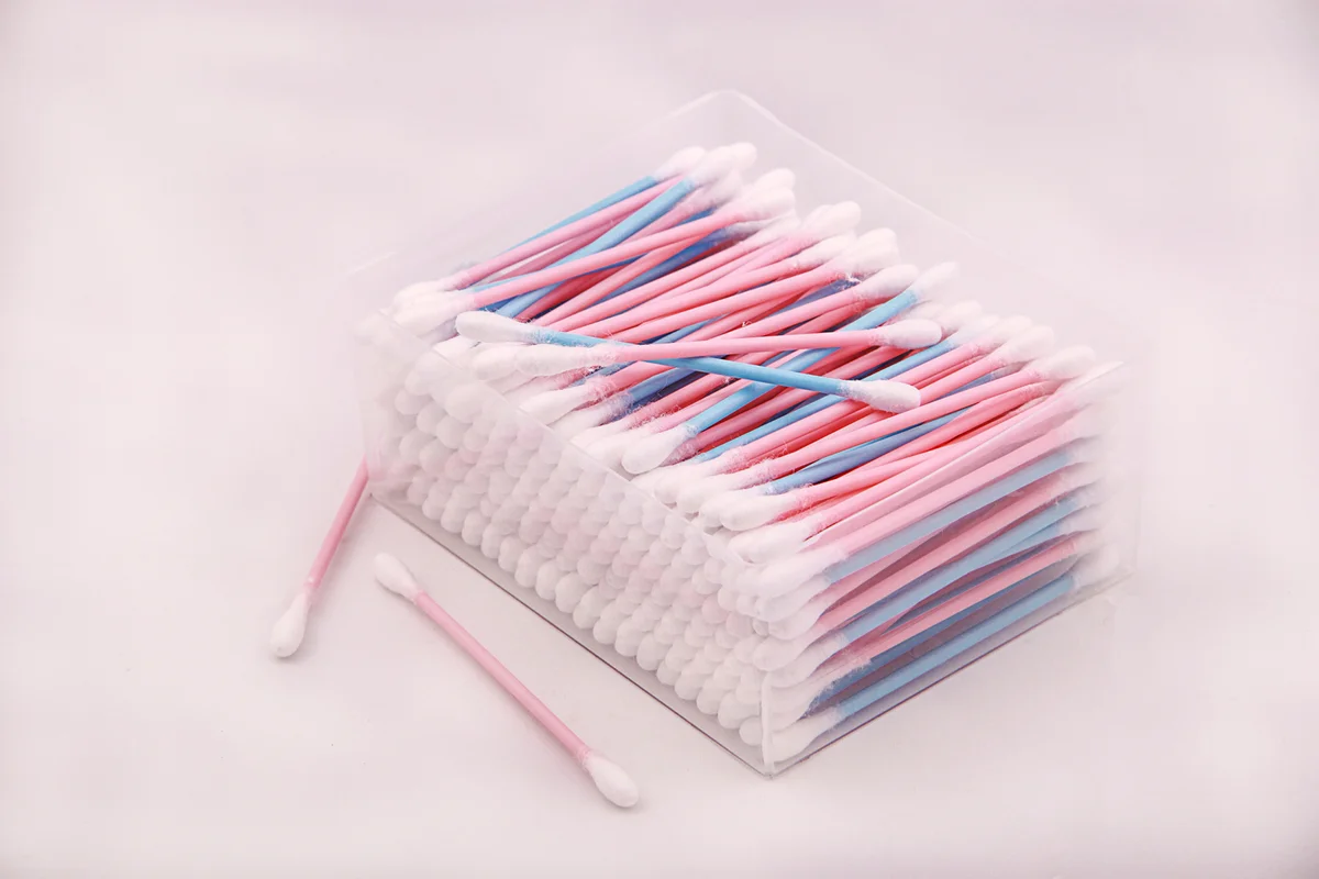 Colorful Cotton swabs in a box