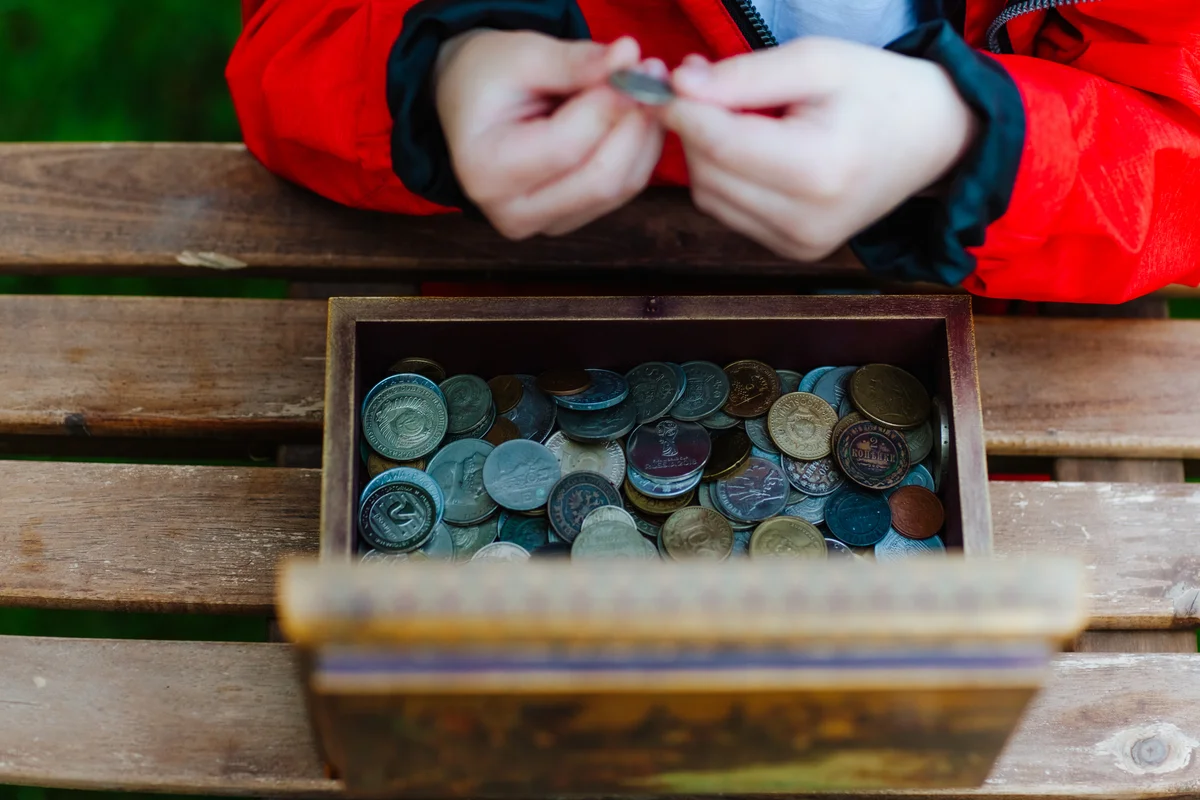 box of old coins