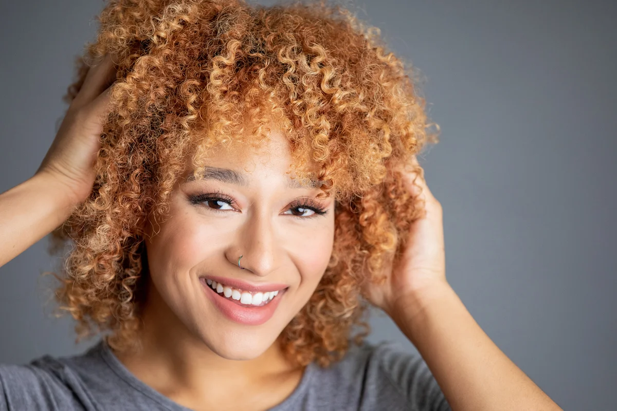 model with natural curly hair