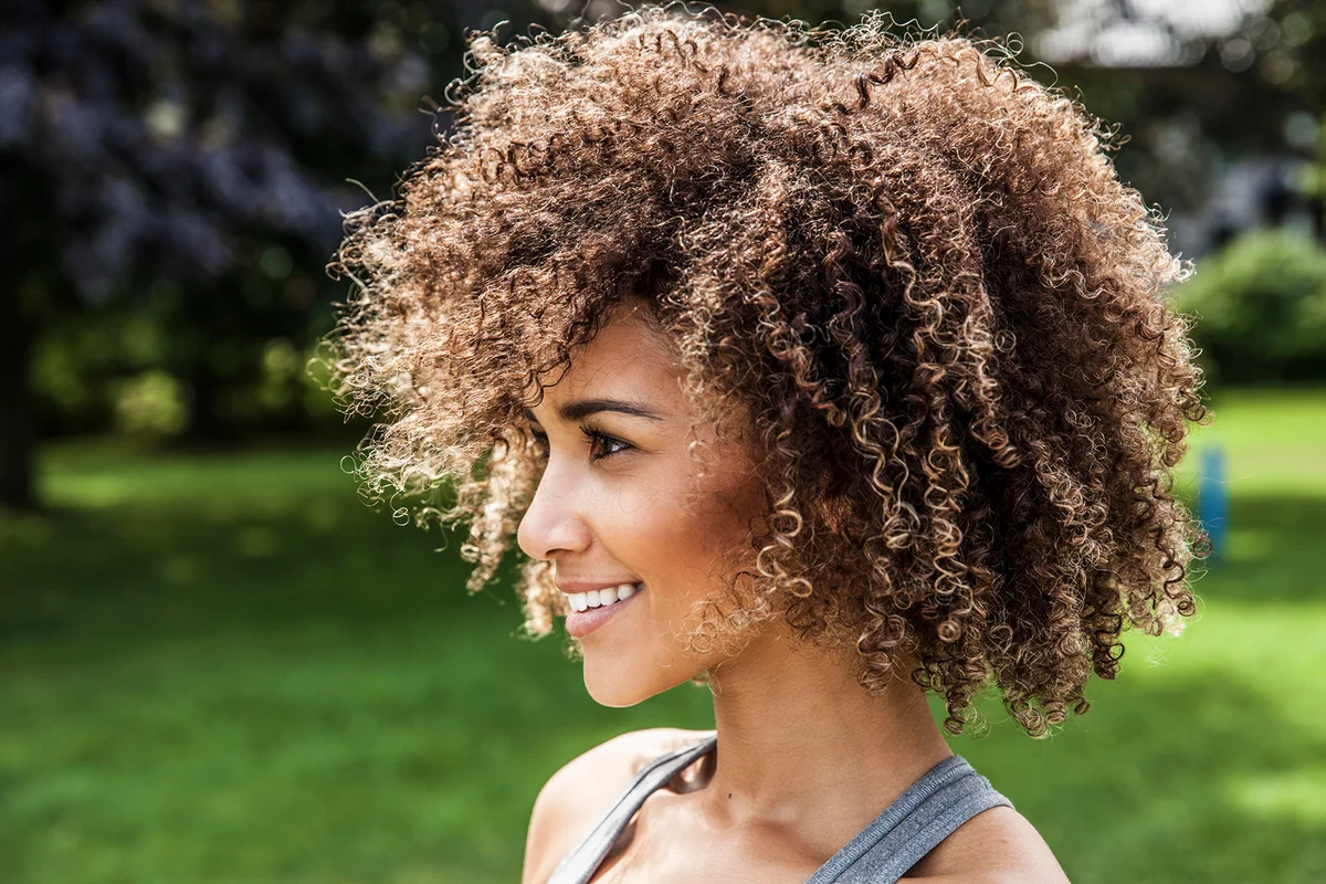 Happy smiling woman outside
