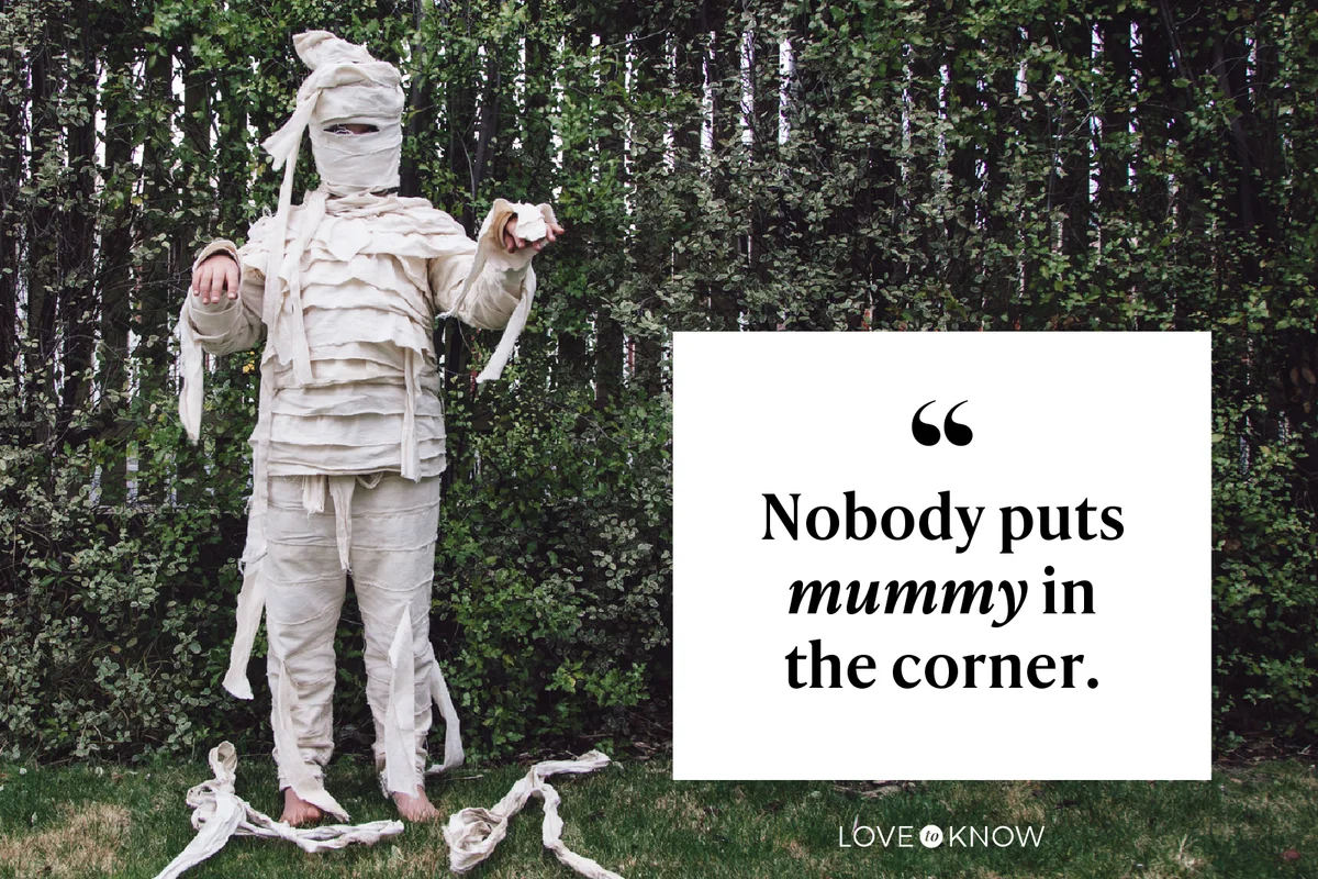 Child dressed in home made egyptian mummy costume