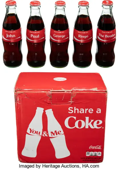 Vintage Beatles coca-cola bottles