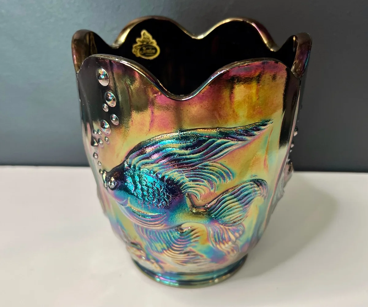 1970s AMETHYST CARNIVAL GLASS Vase