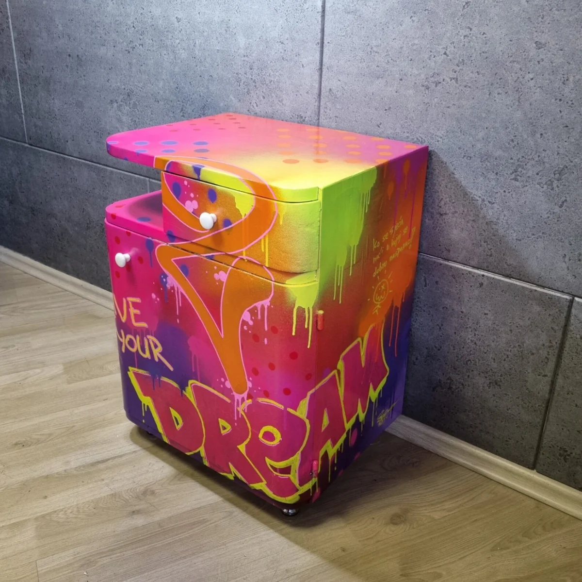Graffiti painted nightstand