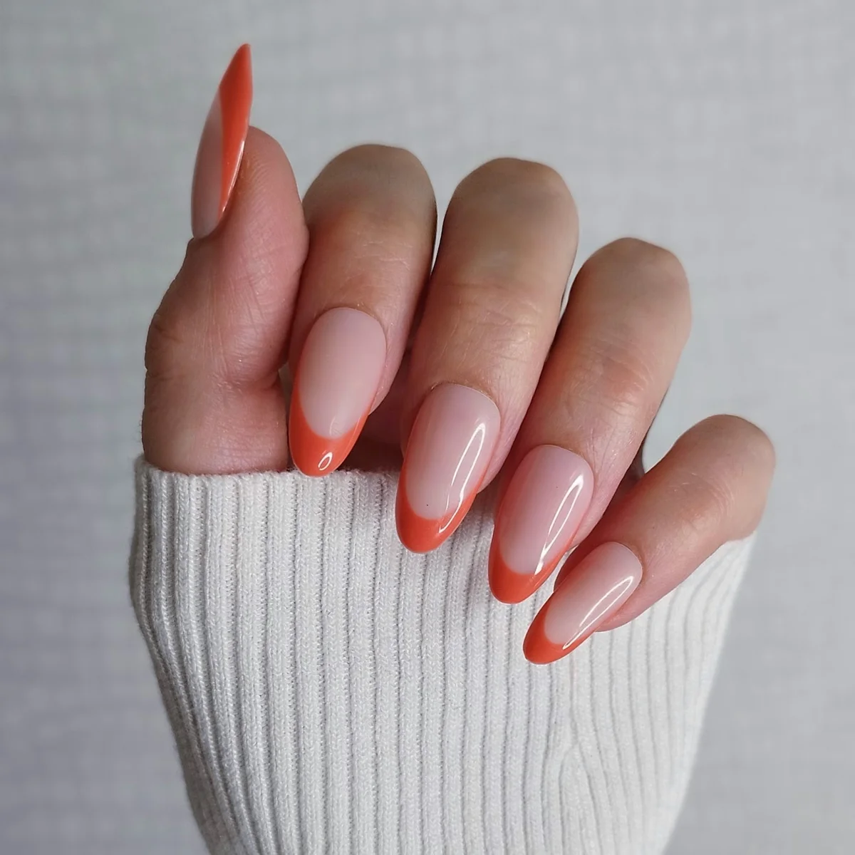 Custom Press on Nails, Burnt Orange French Tip