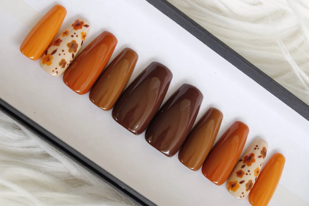 Orange brown nails