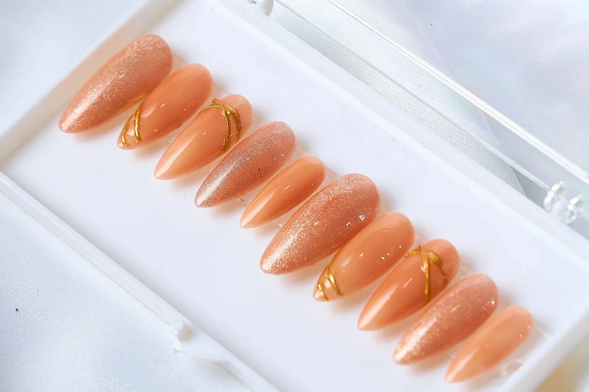 Peach press on nails