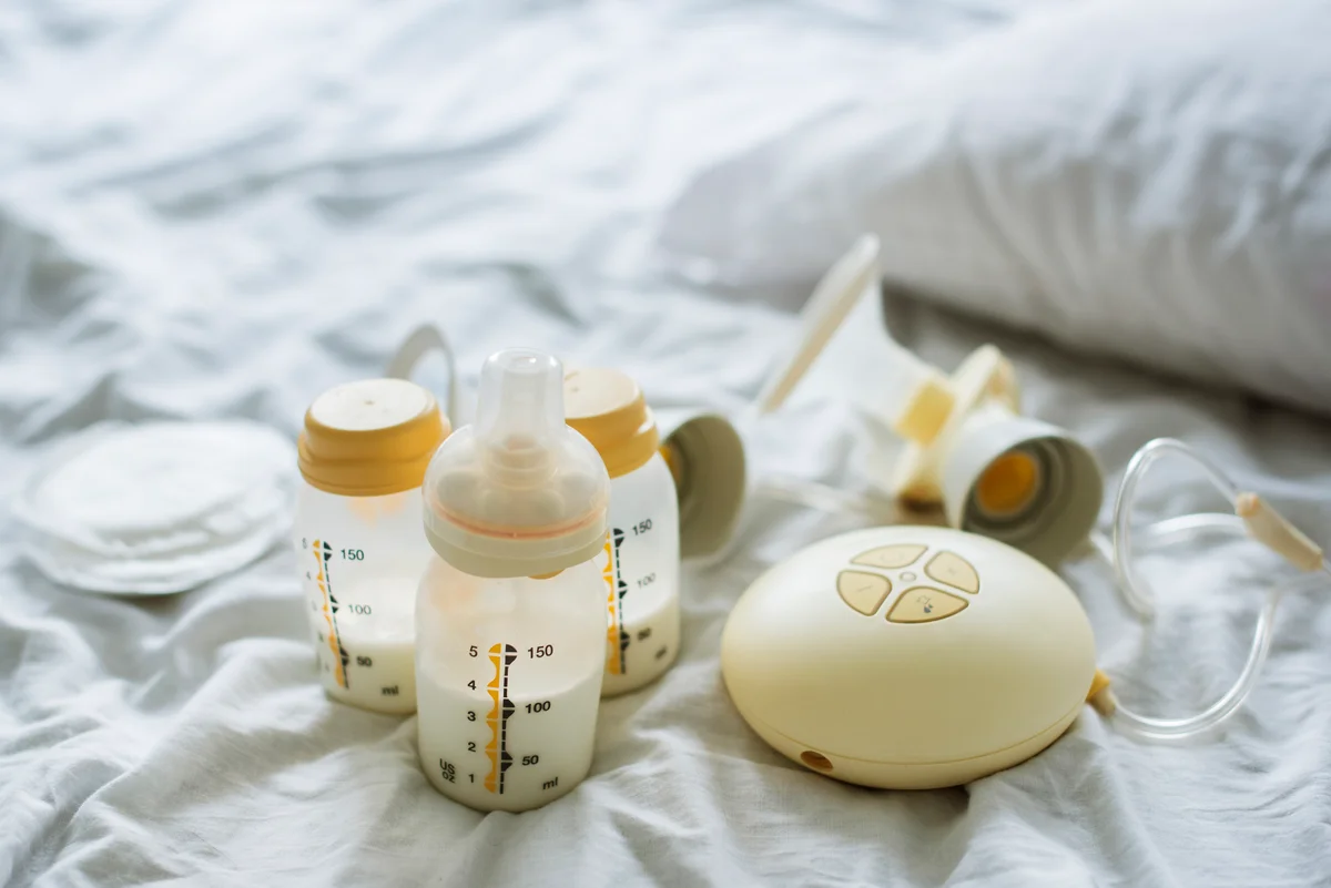 Breast pump on bed