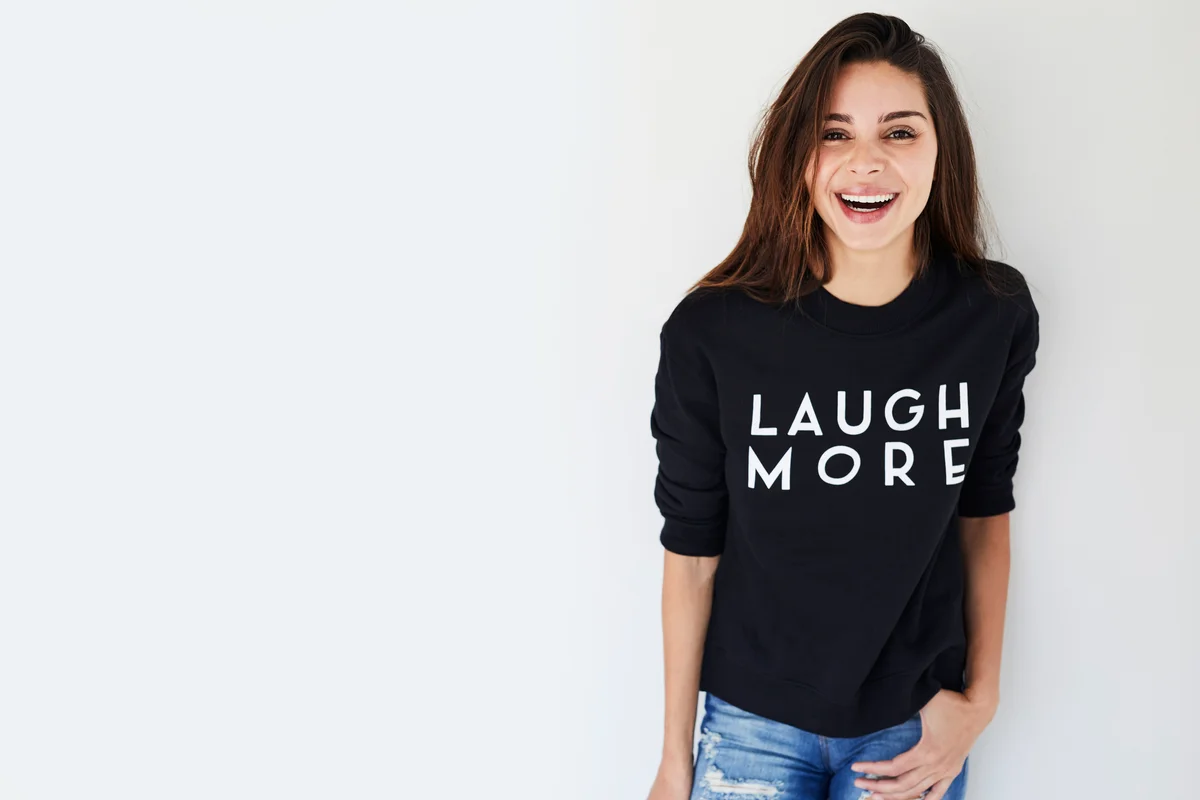 girl wearing black graphic t-shirt