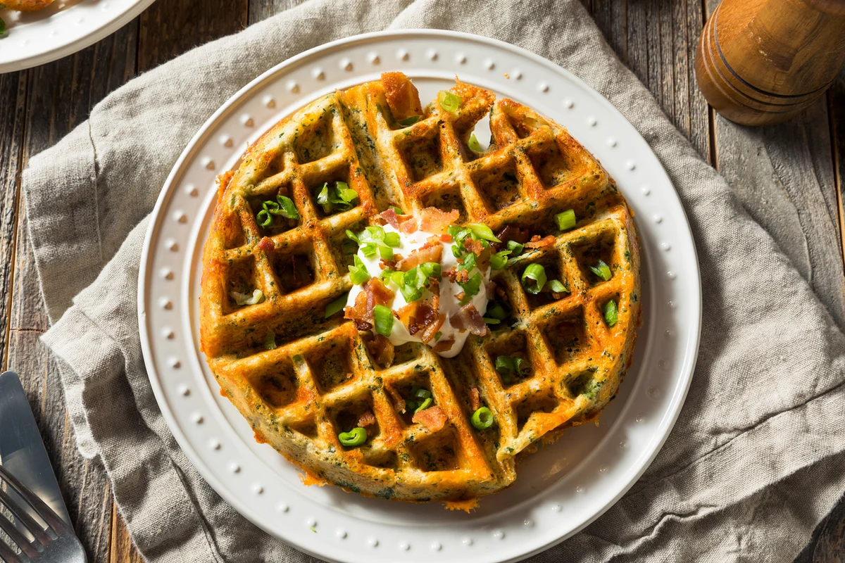 Homemade Savory Waffles with Bacon