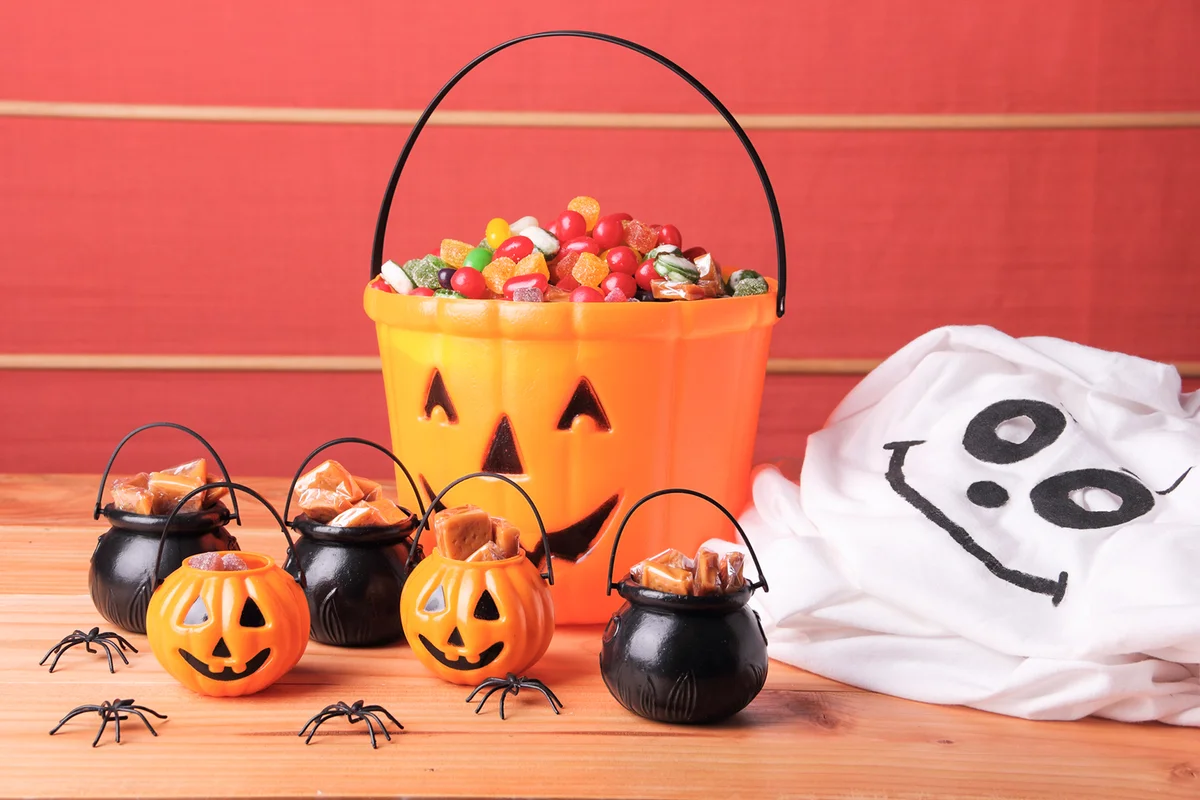 Halloween bucket full of candies