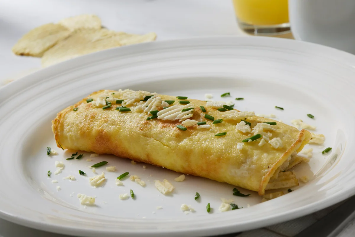 Cheesy French Omelette with Sour Cream and Onion Potato Chips