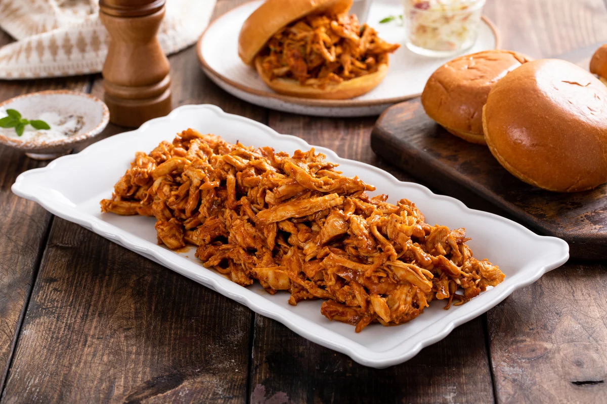 Pulled pork on table