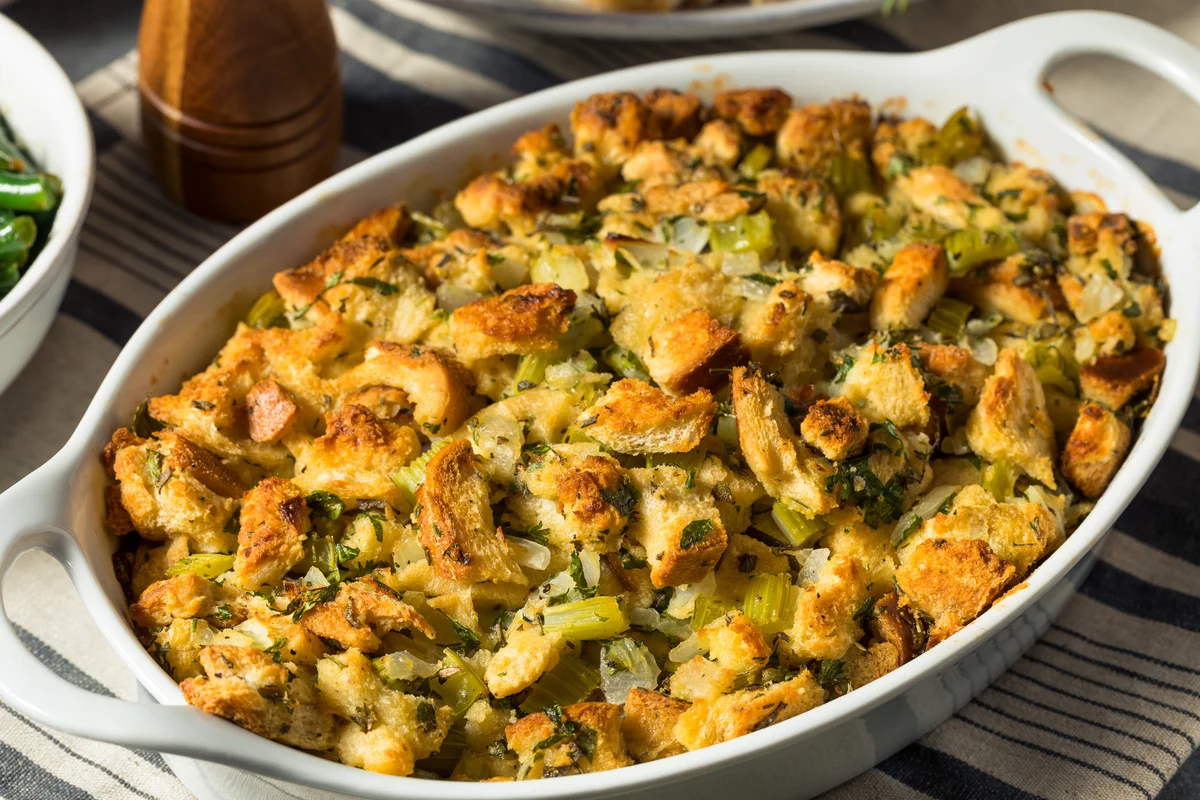 Homemade Thanksgiving Holiday Stuffing with Celery and Onions