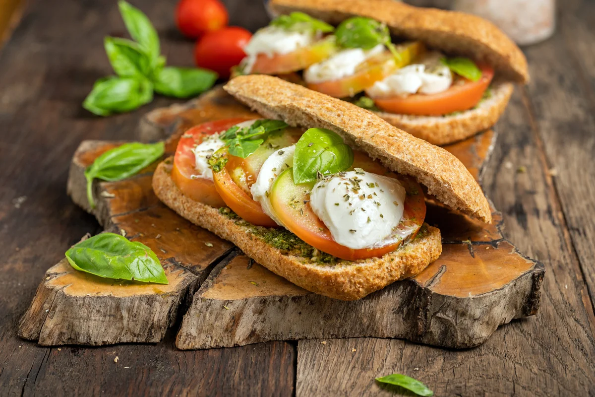 Tomato and Mozzarella in Wholemeal Ciabatta Bread